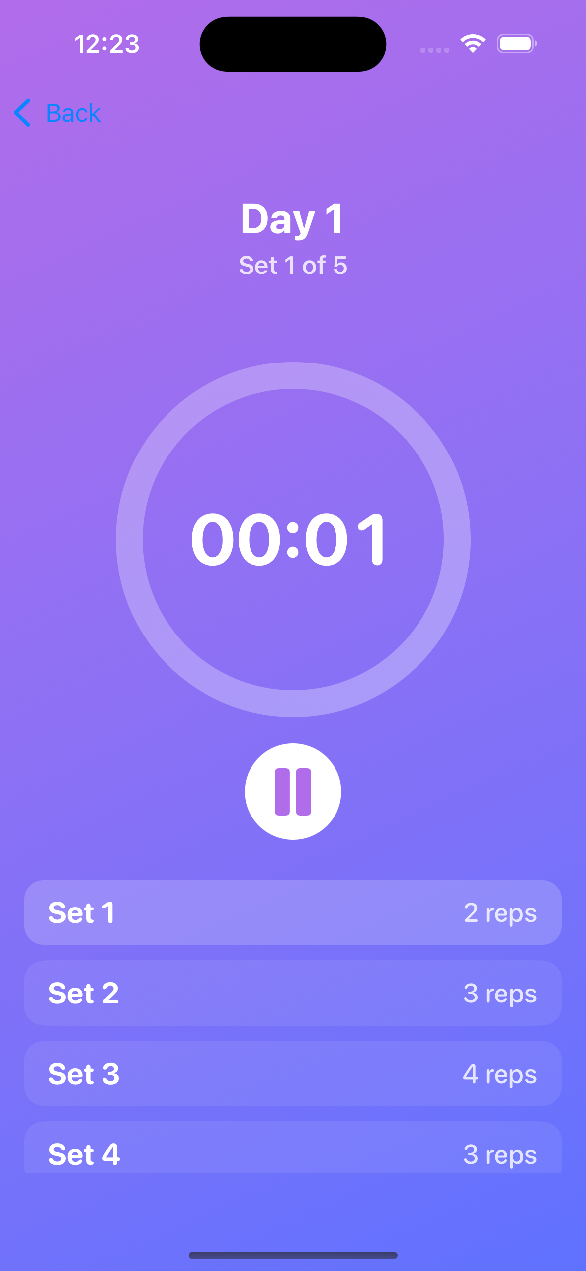 Workout Timer Screen